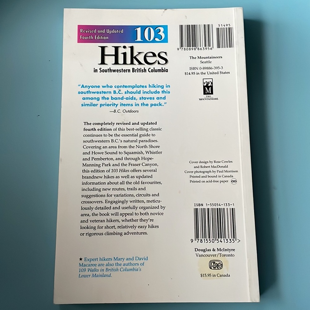 3/25$ 🛒 103 Hikes in BC book - Picture 2 of 7